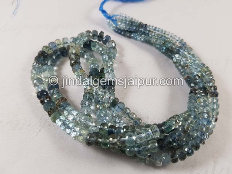 Moss Aquamarine Shaded Faceted Roundelle Beads